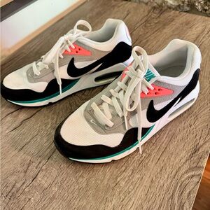 Nike Air Max White Black with Teal and Pink Accents
